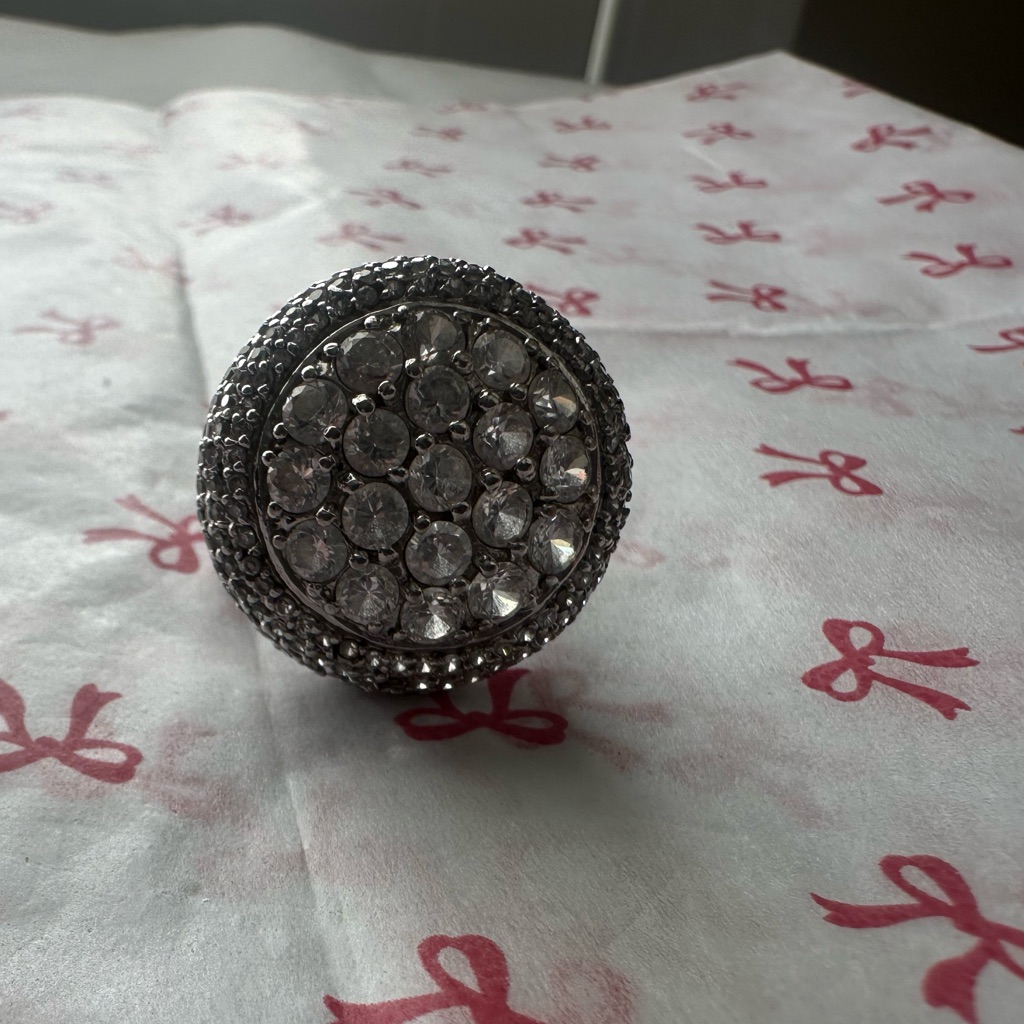 Stainless Steel Silver Crystal Ring